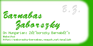 barnabas zaborszky business card